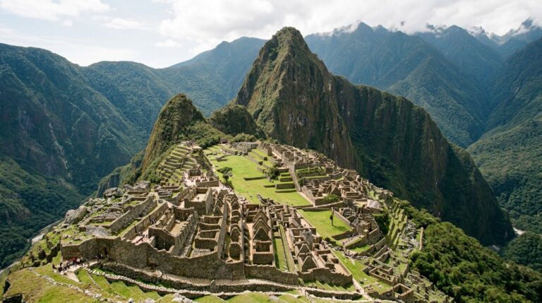 Machu Picchu integrada à crista montanhosa dos Andes