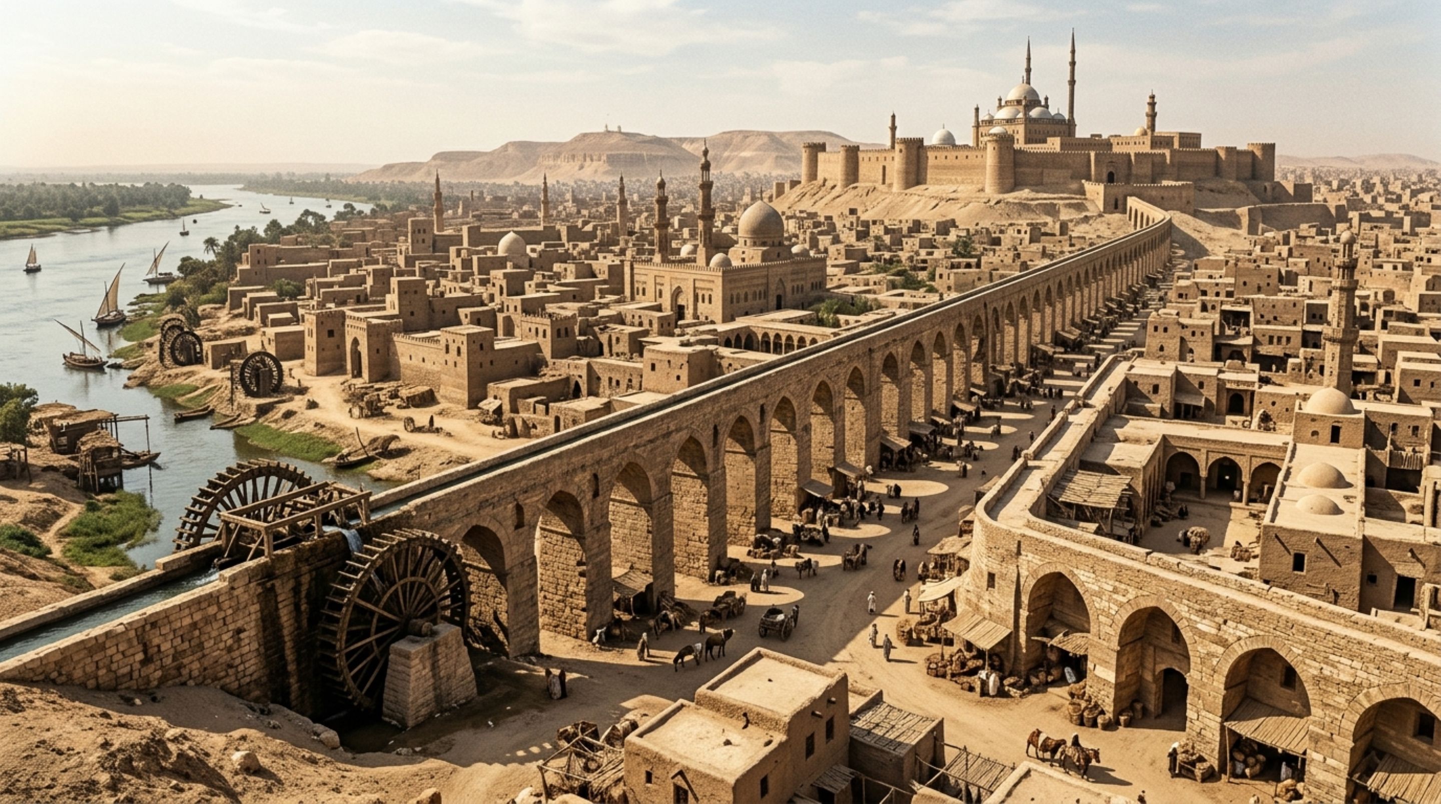 Uma cidade criou reservatórios subterrâneos para matar a sede e Cairo medieval ligou o Nilo a bairros inteiros por canais e aquedutos