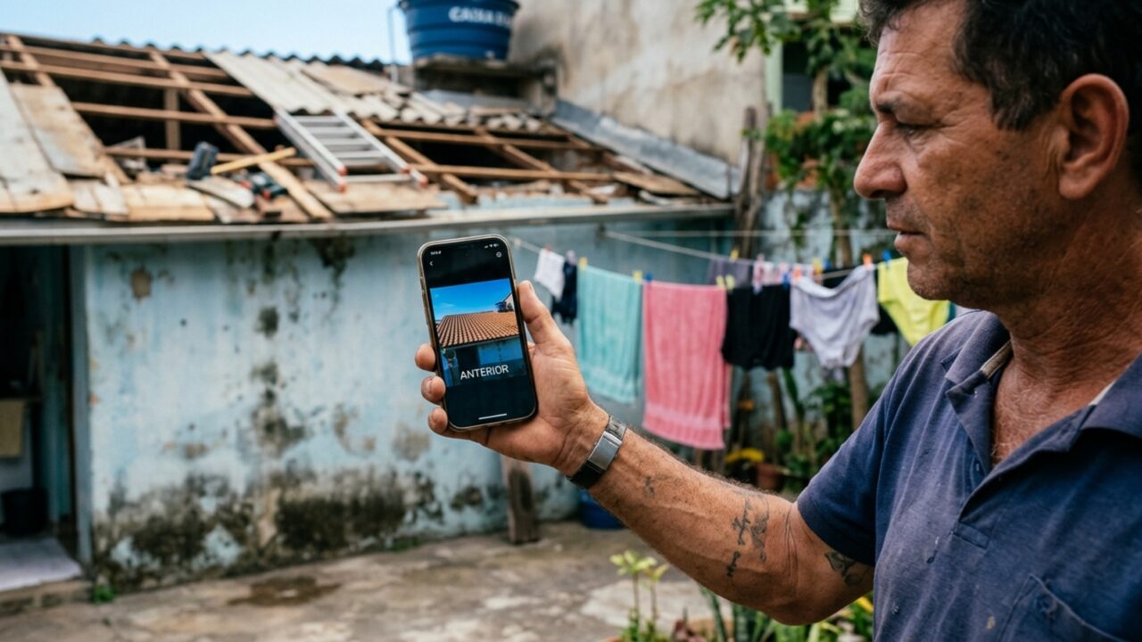 Casal retorna de viagem e encontra 11 metros de telhas cortados pelo vizinho porque parte da cobertura ultrapassava a divisa