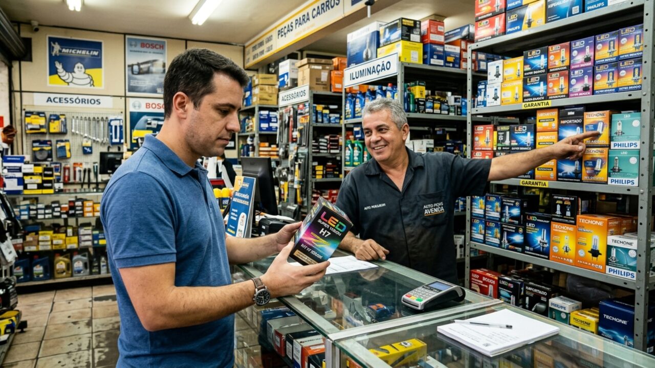 Motorista troca lâmpadas originais por modelos de LED para enxergar melhor e fiscalização manda retirar todo o conjunto durante a abordagem