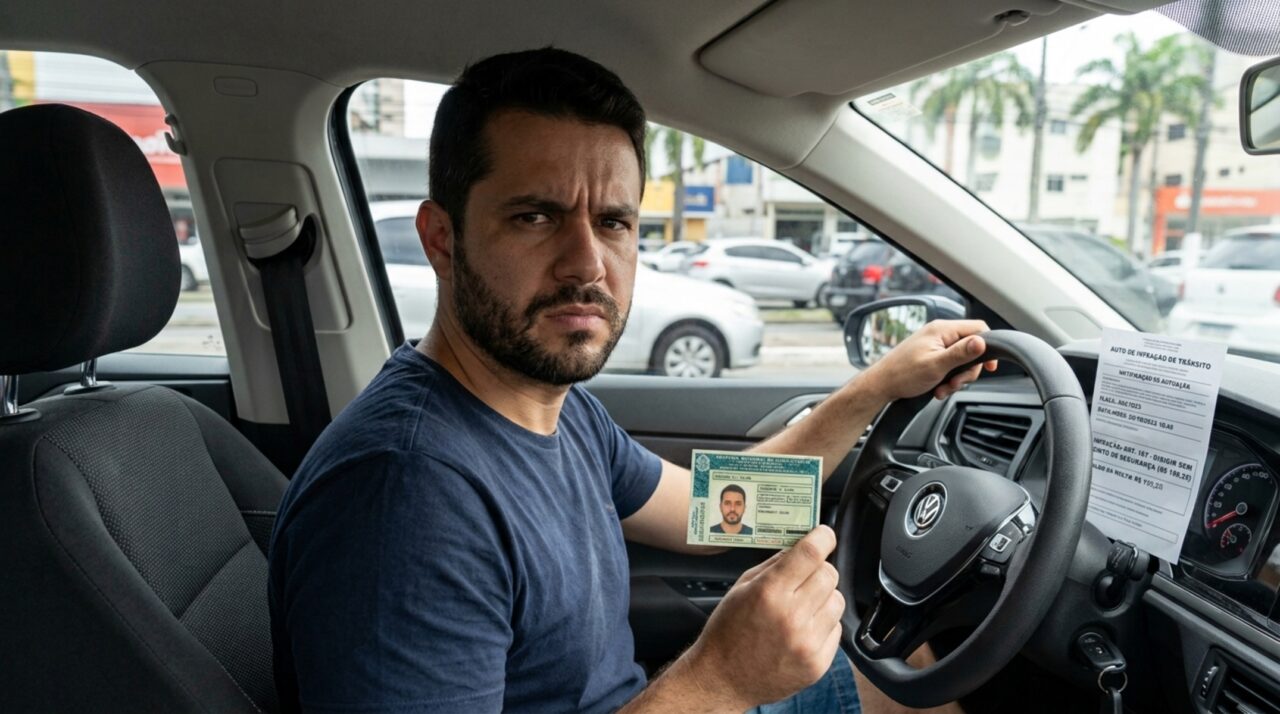 Dirigir sem cinto custa 5 pontos na CNH e multa de R$ 195,23, e quem soma 20 pontos em 12 meses pode ter a carteira suspensa: como a contagem funciona