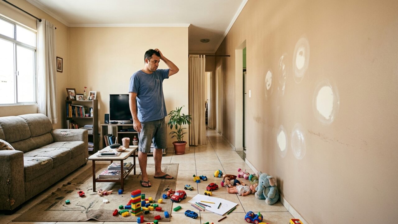 Pintor aplica tinta lavável em toda a casa e semanas depois morador descobre que pano úmido deixa manchas brilhantes nas paredes
