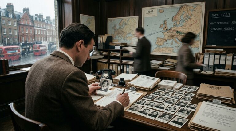 Nicholas Winton coordenou documentos, garantias financeiras e famílias de acolhimento para ajudar centenas de crianças a deixar a Tchecoslováquia antes da guerra