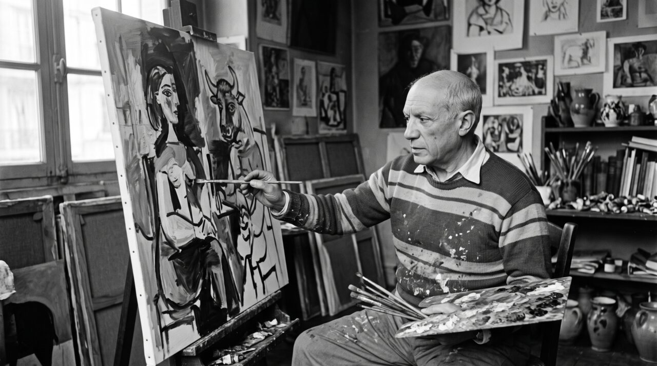 A visão de Pablo Picasso sobre como a inspiração exige trabalho diário no processo criativo