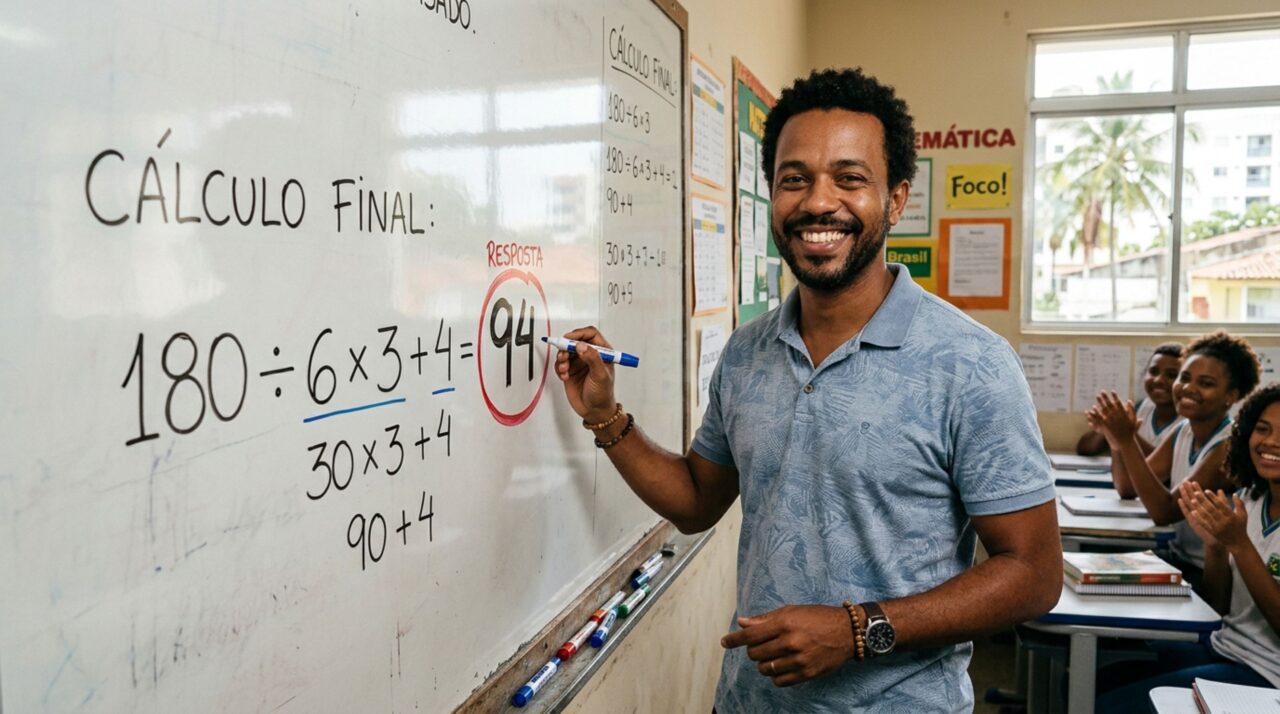 Sem usar calculadora, resolva a equação 180 ÷ (12 − 6) × 3 + 4 e descubra se você ainda lembra da matemática escolar