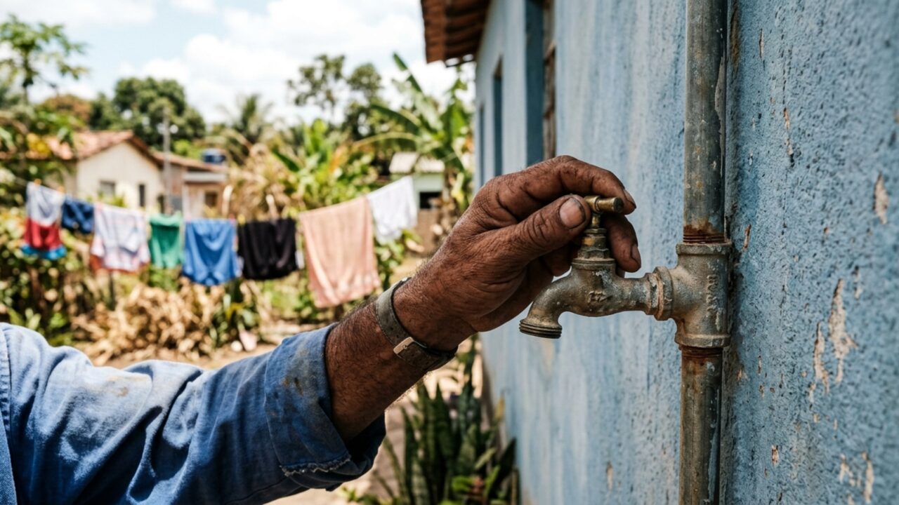 Mulher compra casa antiga, remove o piso da lavanderia e encontra tubulação que abastece uma torneira usada pela residência ao lado há décadas