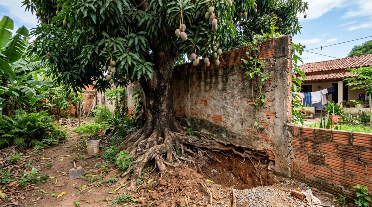 Morador encontra raízes da mangueira do vizinho avançando em direção à tubulação de esgoto e quer saber se pode cortá-las sem autorização