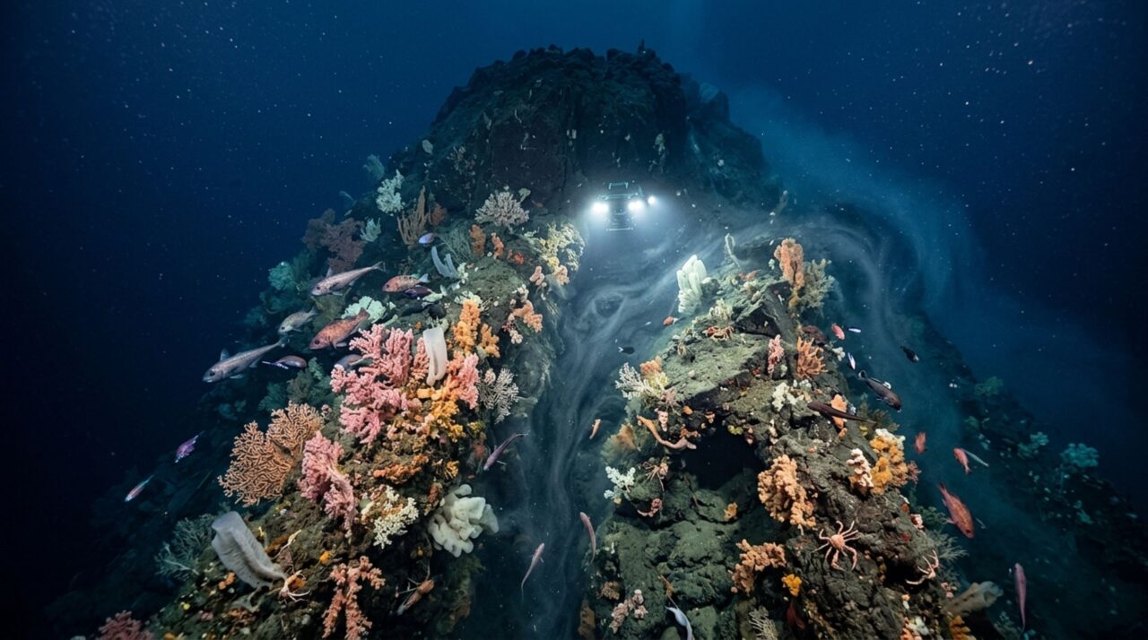 Uma montanha invisível desvia correntes no fundo do oceano e leva alimento às encostas