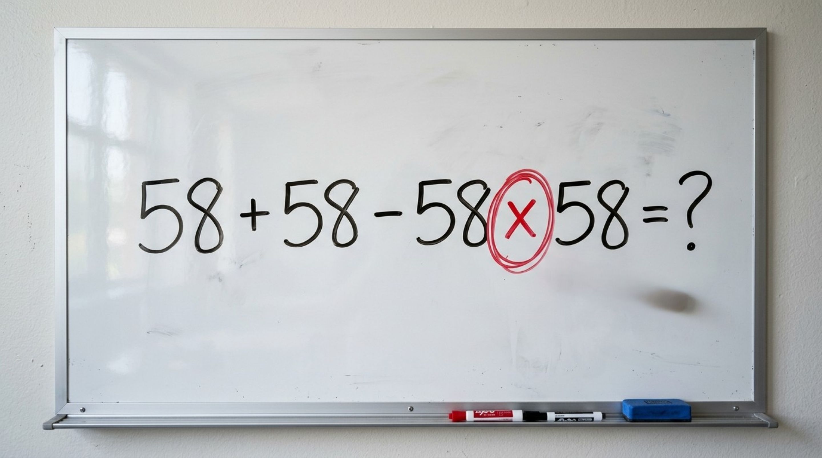 Apenas quem domina a matemática básica resolve 58 + 58 – 58 x 58