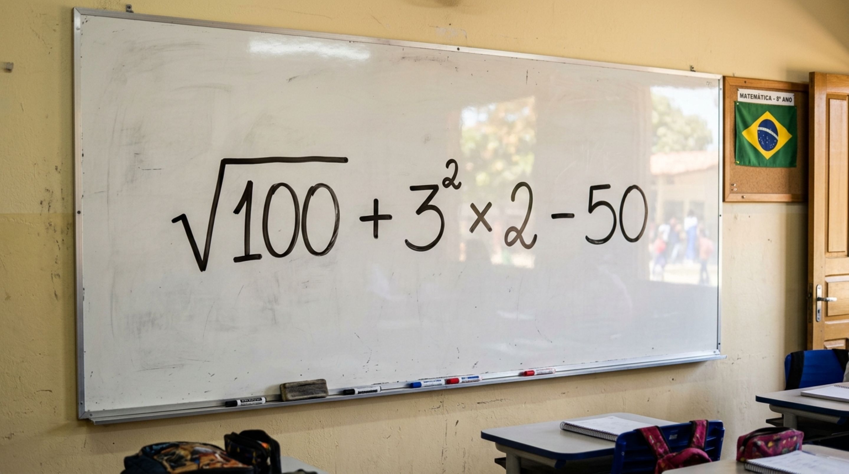 Apenas os mais atentos resolvem √100 + 3² × 2 – 50 e testam sua memória matemática com sucesso