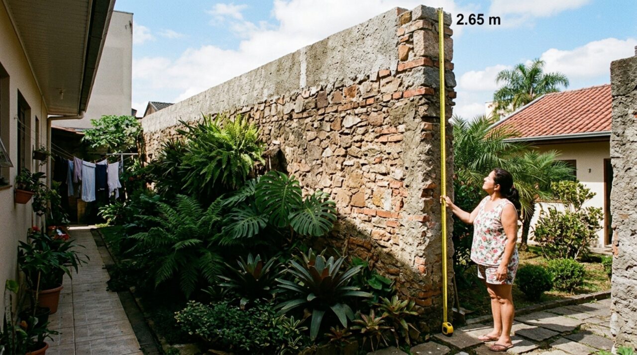 Casal retorna de viagem e descobre que vizinho aumentou sozinho a altura do muro, bloqueando parte do sol e ventilação que chegava ao seu quintal, moradores pedem que obra seja desfeita e indenização pelo transtorno causado