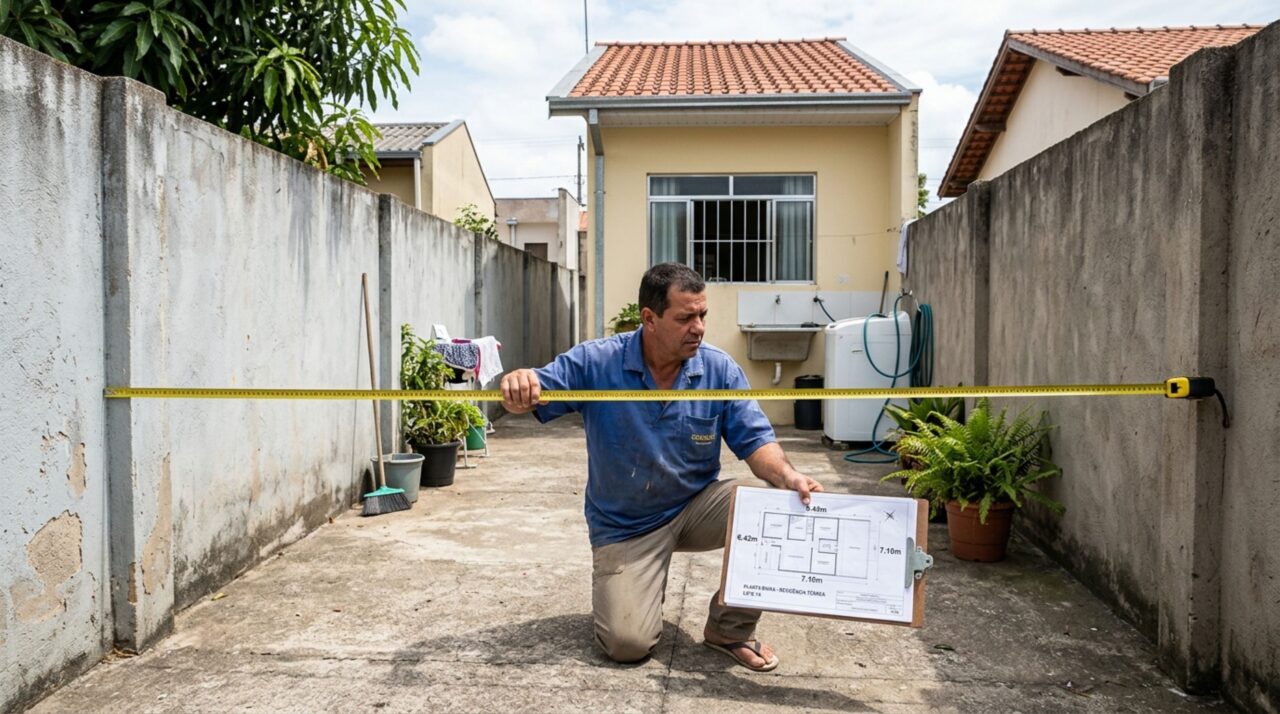 Família compra lote murado, constrói usando as divisas existentes e, ao vender o imóvel, descobre que a área medida é diferente da registrada