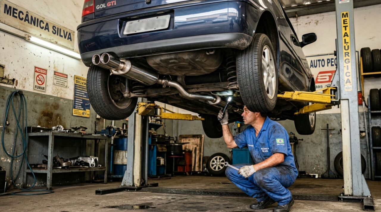 Motorista troca o escapamento original por um esportivo para deixar o carro com ronco mais forte, barulho acaba chamando atenção da fiscalização e o condutor é parado em blitz diária