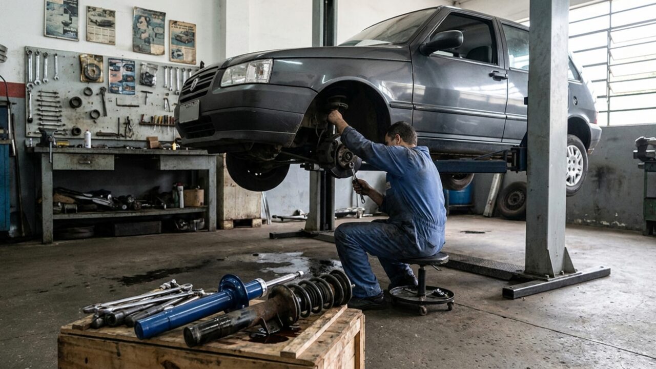 Motorista troca só o amortecedor do lado que estava batendo para economizar R$ 600, e dois meses depois o carro começa a puxar para um lado em qualquer frenagem