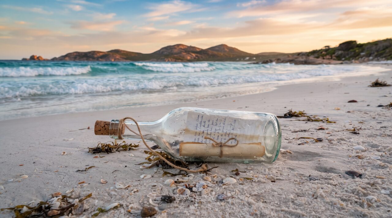 Mulher encontra mensagem numa garrafa de 132 anos em uma praia australiana, que foi lançada por marinheiros alemães