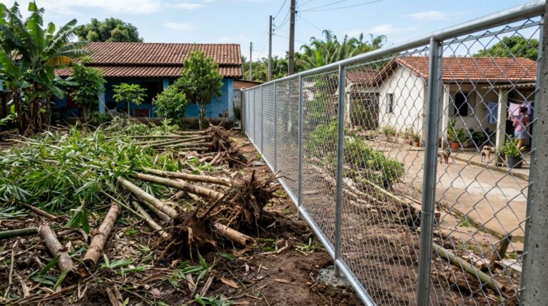 Casal chega em casa e descobre que vizinho arrancou bambus usados como cerca para instalar uma grade, o que pode ser exigido nessa situação