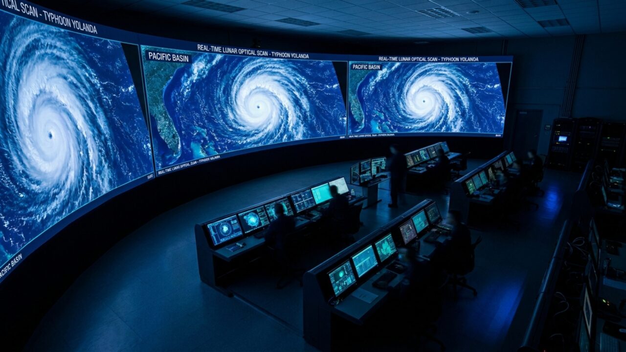 Um tufão com ventos de 290 km/h passou sobre ilhas do Pacífico à noite e a luz da Lua permitiu que satélites enxergassem sua parede do olho