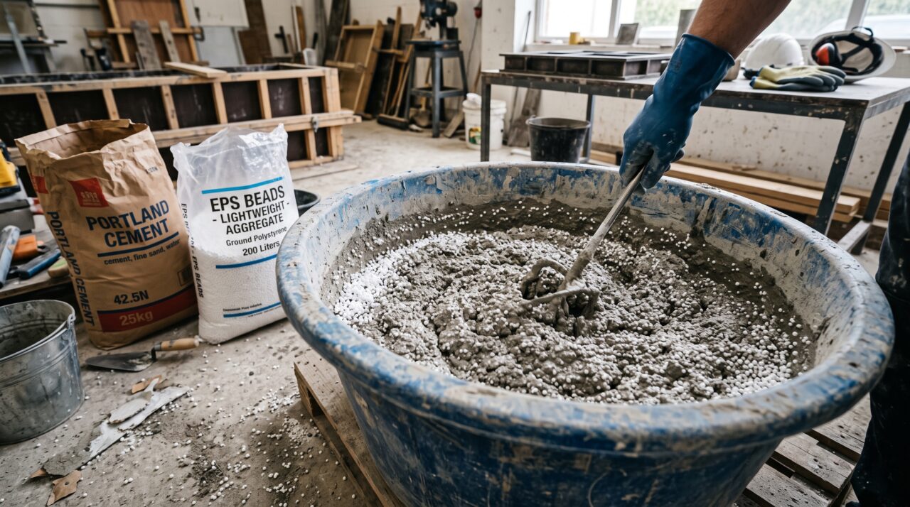 Bolinhas de isopor moído são misturadas ao cimento e criam lajes que reduzem drasticamente o peso da estrutura e isolam o barulho do andar de cima de uma vez por todas