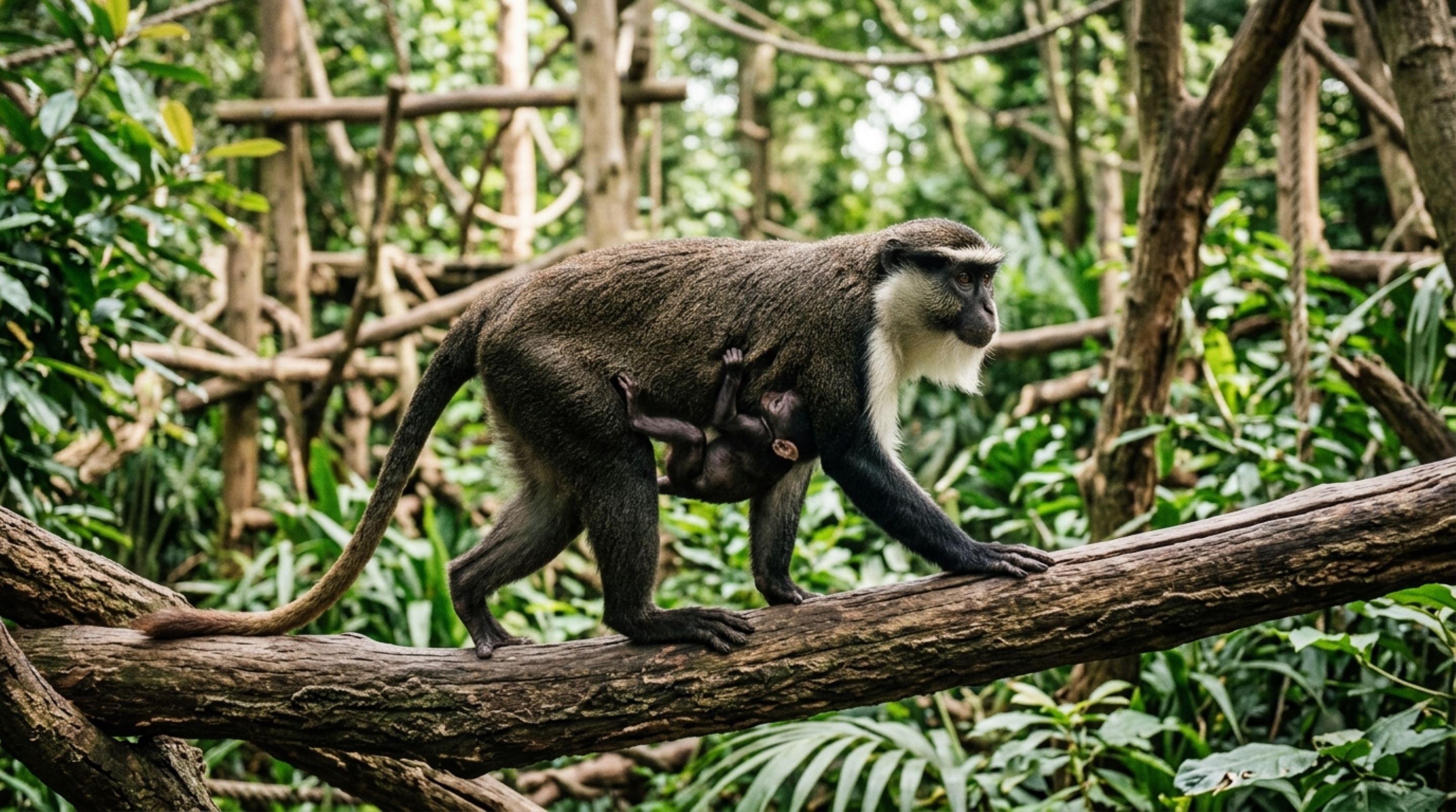 Uma cirurgia salvou o pé de uma macaca raríssima e, meses depois, ela apareceu carregando uma nova filhote no zoológico