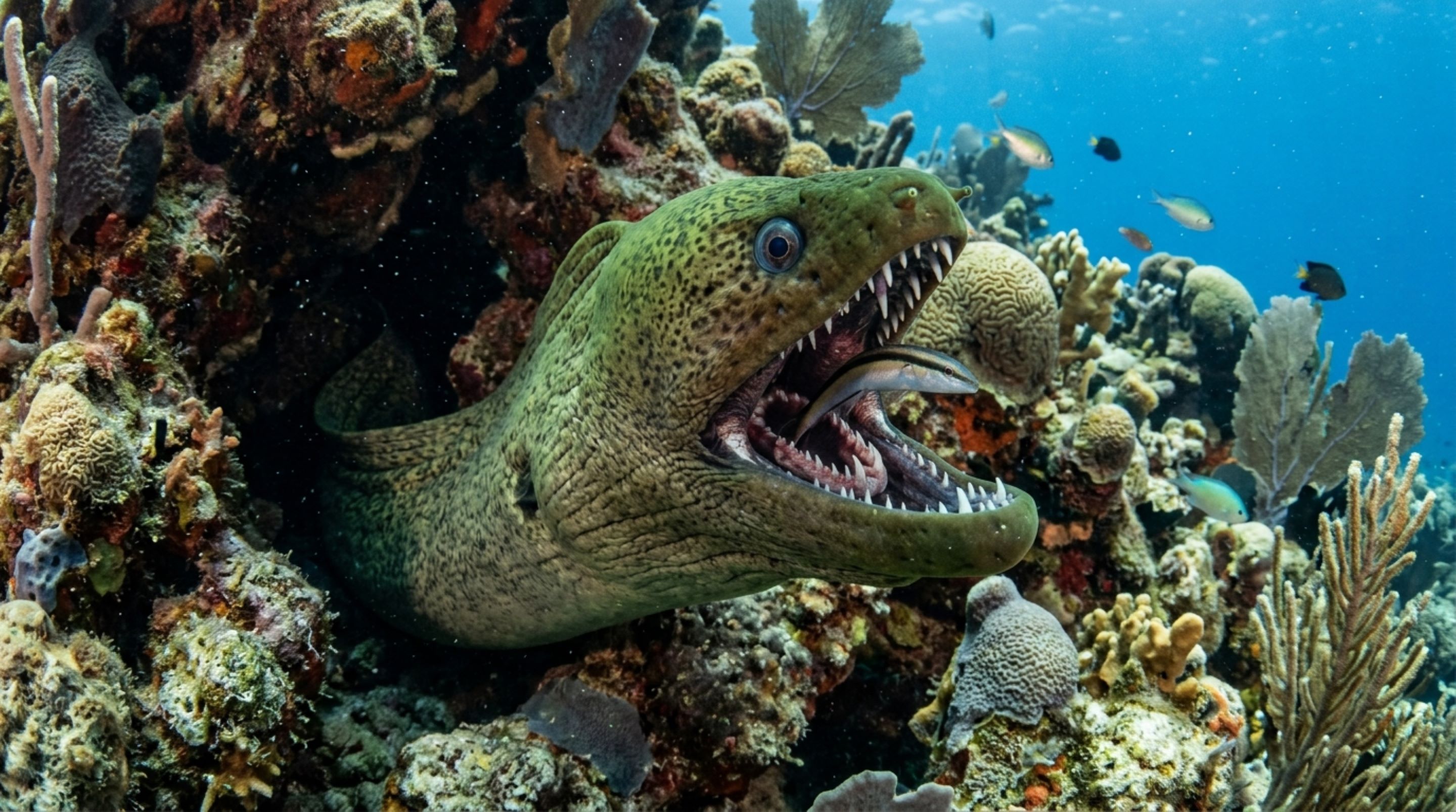 O animal que possui dentes dentro da garganta e consegue triturar alimentos depois que eles já passaram pela boca