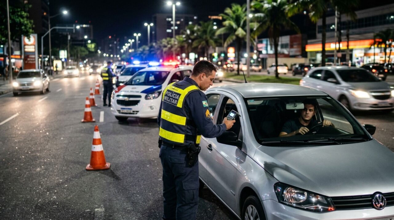 Motorista é parado em blitz, recusa soprar o bafômetro, acredita que, sem resultado do aparelho, não pode ser multado e fiscalização explica o que a recusa pode gerar