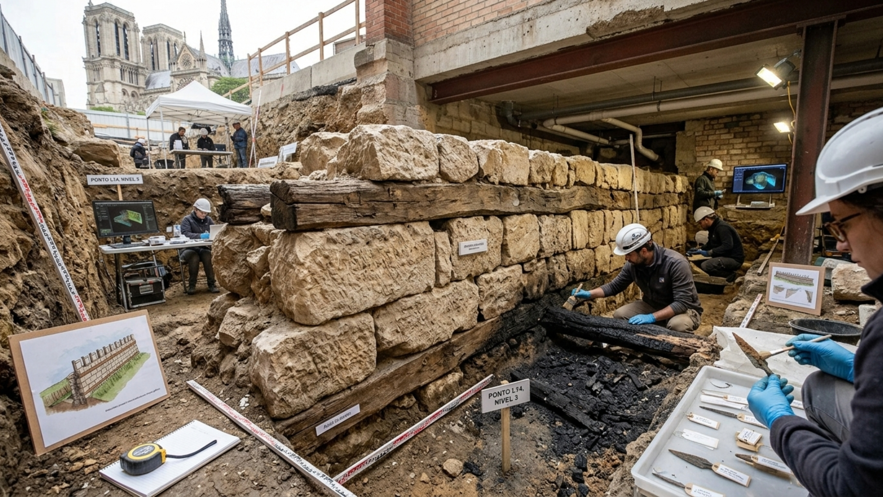 Muralha de 2 mil anos é encontrada sob hospital da antiga Lutécia e pode revelar a origem da cidade de Paris