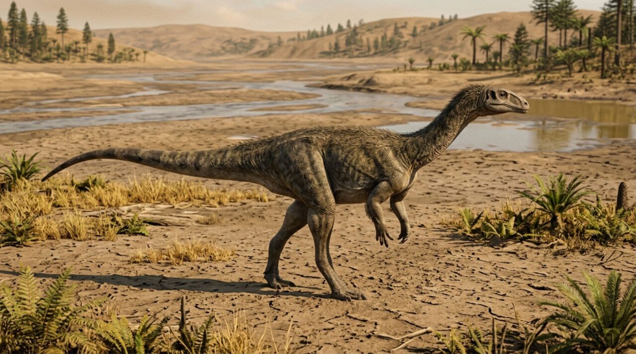 Pesquisadores exploravam fósseis a partir de um barco num lago artificial e encontraram um dinossauro de 4,5 metros que viveu no Zimbábue há 210 milhões de anos