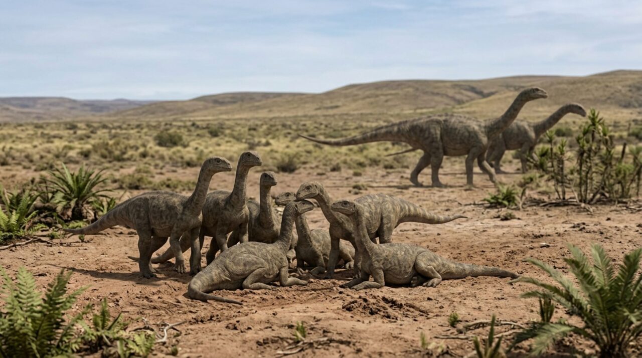 O agrupamento de juvenis de Mussaurus patagonicus sustenta a interpretação de uma estrutura social de manada organizada por faixas etárias