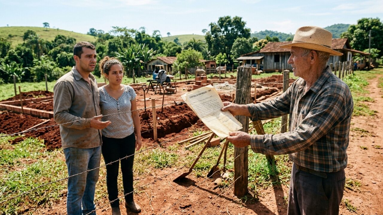 Casal compra terreno cercado e começa construção, mas vizinho apresenta escritura antiga afirmando que a cerca avançou quase um metro sobre sua propriedade