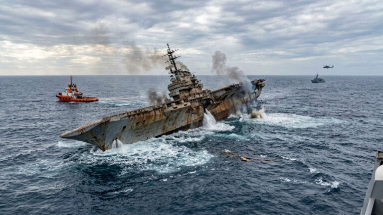 No início dos anos 2000, o Brasil comprou o porta-aviões francês Foch por US$ 12 milhões em 2023 ele afundou com tudo o que ainda estava a bordo