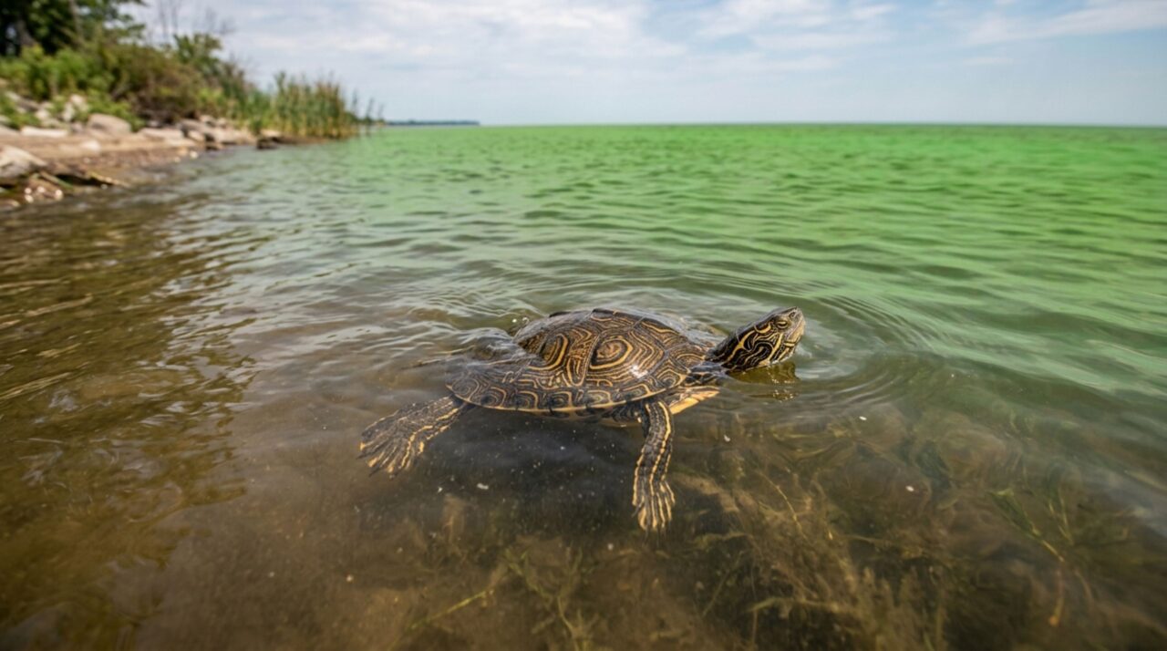 As tartarugas começam a sair antes do pico das florações e transmissores mostram seu movimento no lago Erie