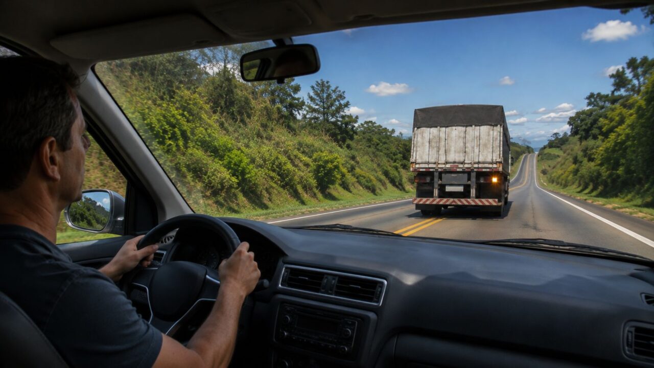 O que significa quando um caminhão usa a seta na estrada e por que é essencial saber como reagir?