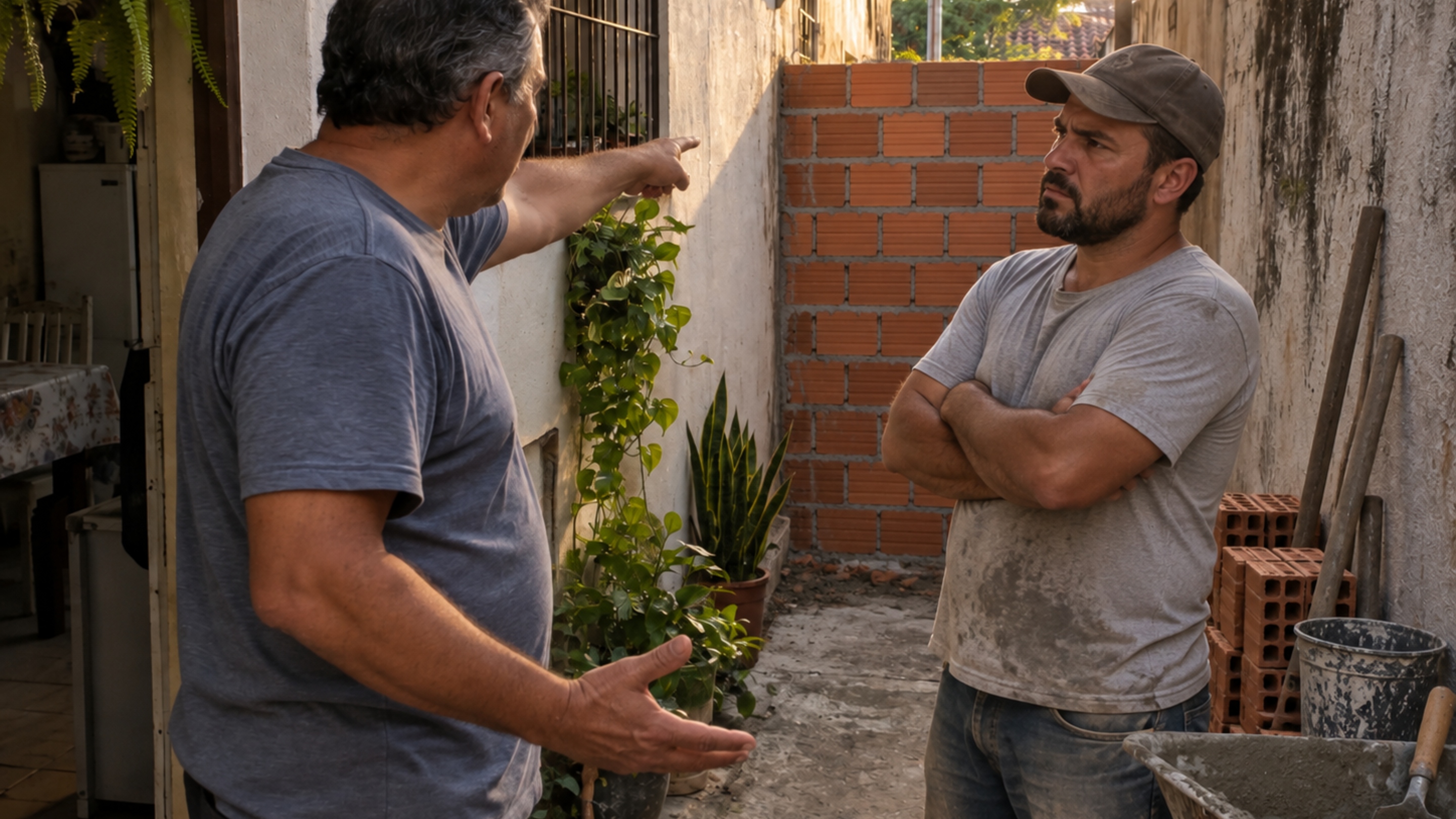 O novo proprietário fecha com tijolos uma passagem usada havia mais de 30 anos e quem mora nos fundos descobre de uma hora para outra que perdeu seu acesso mais curto à rua