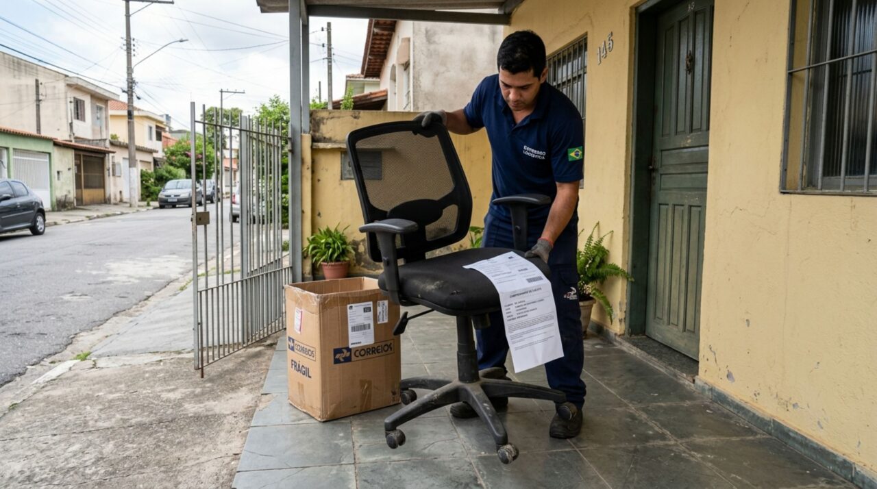 Funcionário trabalha de casa por três anos, devolve cadeira de escritório e descobre desconto de R$ 1.800 por dano ocorrido no transporte