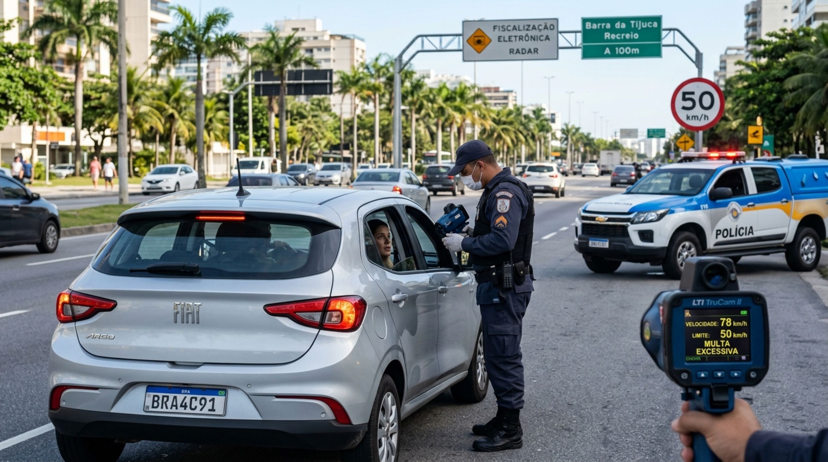 Motorista é parado em blitz por excesso de velocidade, tenta justificar pressa no trabalho e fiscalização explica quando os pontos podem suspender a carteira