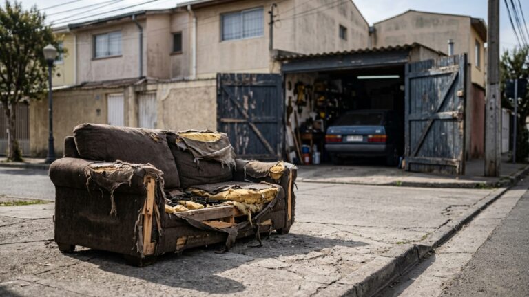 Morador deixa sofá velho na calçada na noite anterior à coleta e acorda com reclamação porque o móvel bloqueou parte da passagem usada pelo vizinho para sair com o carro