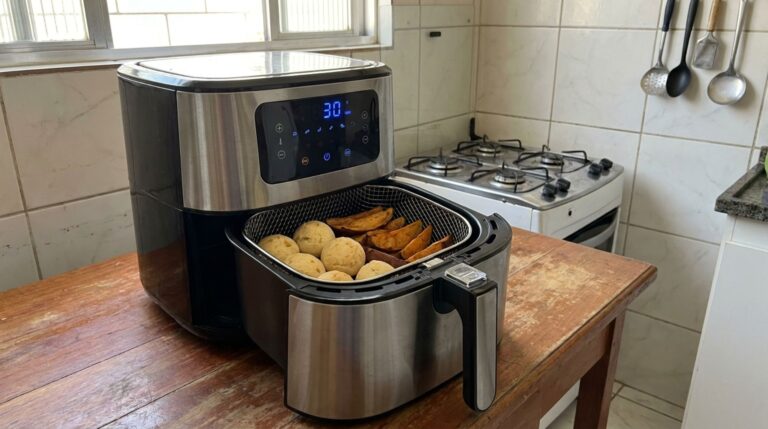 Quanto custa deixar uma air fryer de 1.500 watts ligada por 40 minutos e por que diminuir o tempo de preparo pode fazer diferença no fim do mês