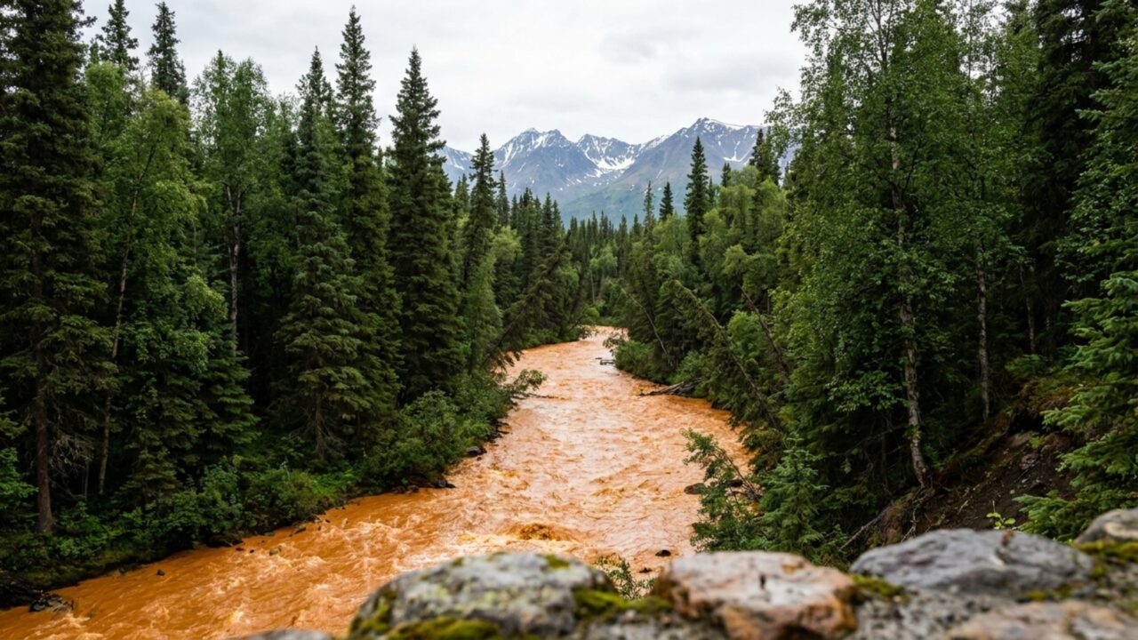 Mais de 200 rios no Alasca começaram a ficar cor de ferrugem enquanto o degelo do permafrost libera minerais antes presos no solo