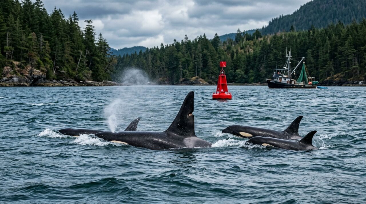 Depois de seis semanas avistando uma orca com o mesmo corte antigo perto da boia vermelha, pescador passa a reconhecê-la quando o grupo retorna ao canal durante a temporada