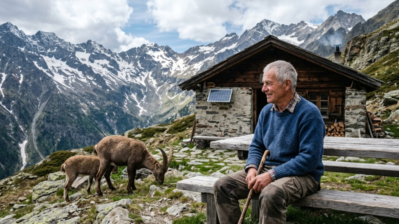 Oreste, aos 73 anos,  deixou seu emprego como programador na IBM para morar em uma cabana a uma altitude de 2.000 metros: “Tenho a sensação de que os animais me reconhecem”