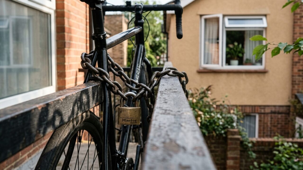 A tentativa de proteger duas bicicletas termina em discussão quando morador fixa uma corrente grossa no gradil compartilhado e vizinha diz que estrutura passou a impedir a abertura completa de sua janela