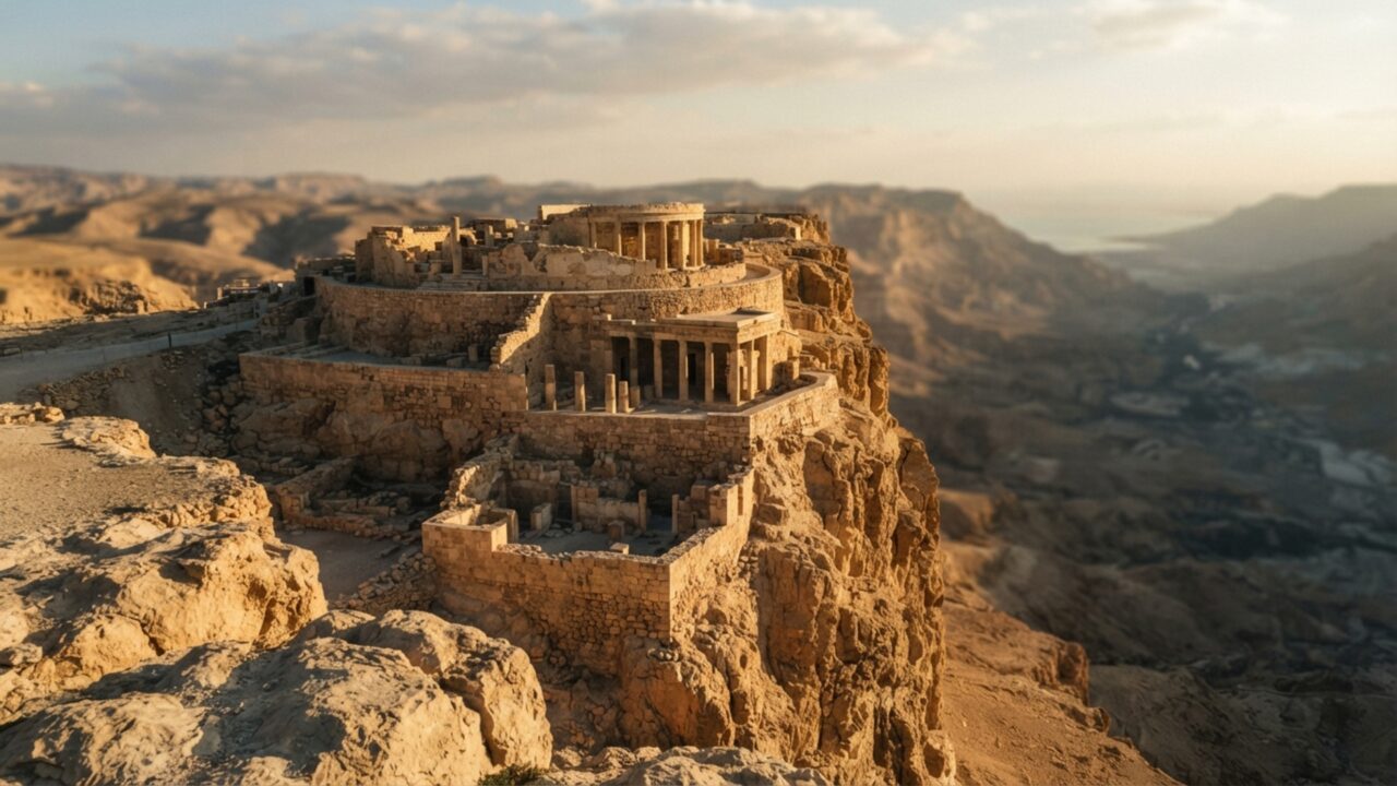 Uma fortaleza foi esculpida dentro de um penhasco: Masada guarda palácios, cisternas e depósitos acima do deserto