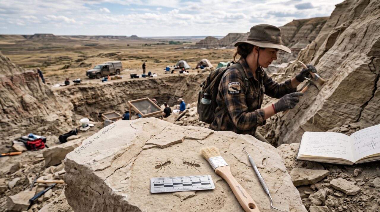 Dois fósseis minúsculos de formigas atravessaram a extinção dos dinossauros e ajudam a preencher um trecho raro da história de um dos insetos mais dominantes atuais