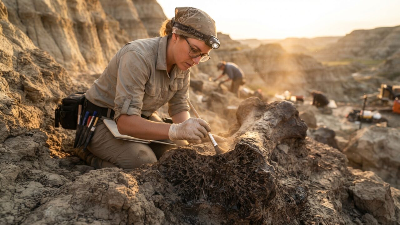 Um osso de dinossauro de 66 milhões de anos ainda guardava fragmentos de colágeno e reabriu a discussão sobre quanto tempo moléculas originais podem sobreviver
