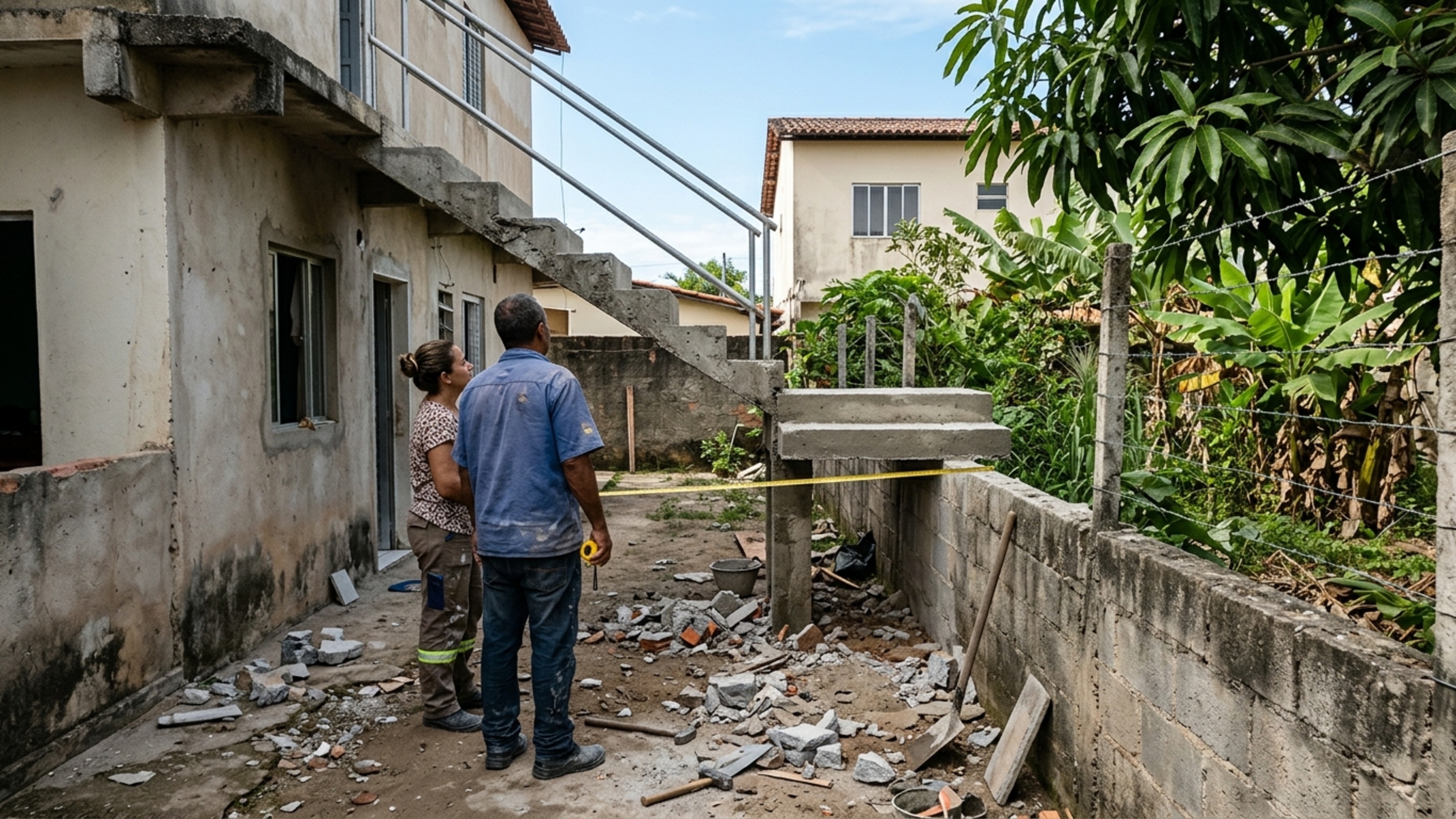 Depois de 18 anos usando a mesma escada externa, família decide reformá-la e descobre que os três últimos degraus foram construídos dentro do terreno vizinho