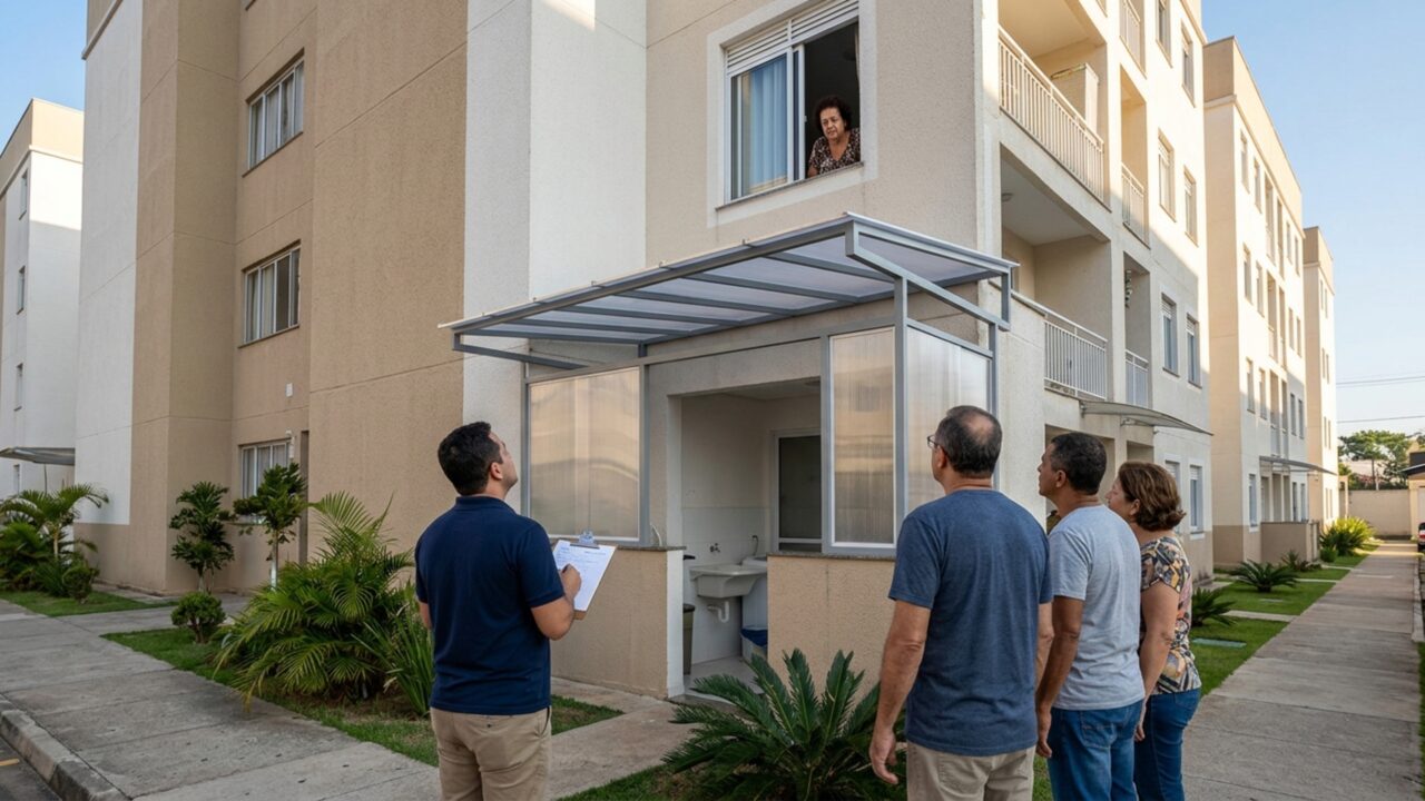 Quem mora no térreo instala uma cobertura para parar de molhar a lavanderia e vizinha do andar de cima descobre que perdeu espaço para abrir completamente sua janela