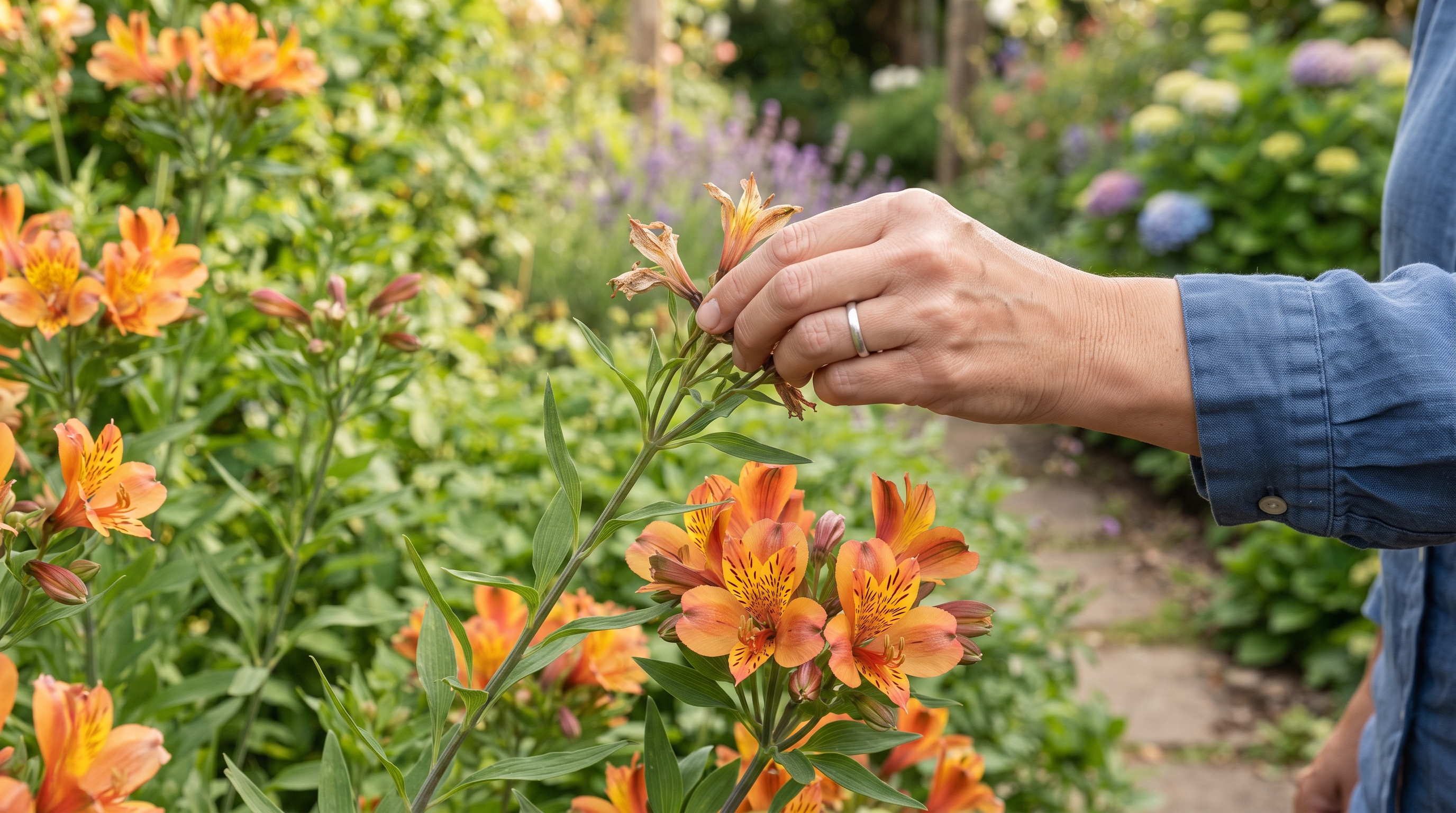 O segredo da poda de “beliscão” que faz o Lírio-dos-Incas multiplicar suas flores e encher os canteiros do jardim de cor rapidamente