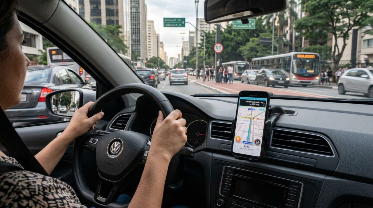 Motorista é flagrado com celular na mão durante o trajeto, acredita que olhar a tela por poucos segundos não faria diferença, fiscalização explica quando o uso do telefone se transforma em infração gravíssima