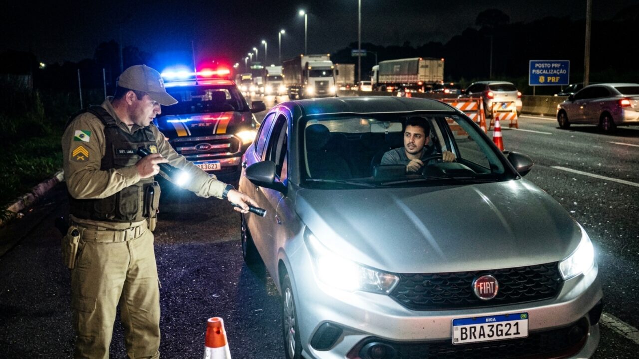 Motorista troca lâmpadas originais por modelos de LED para enxergar melhor e fiscalização manda retirar todo o conjunto durante a abordagem