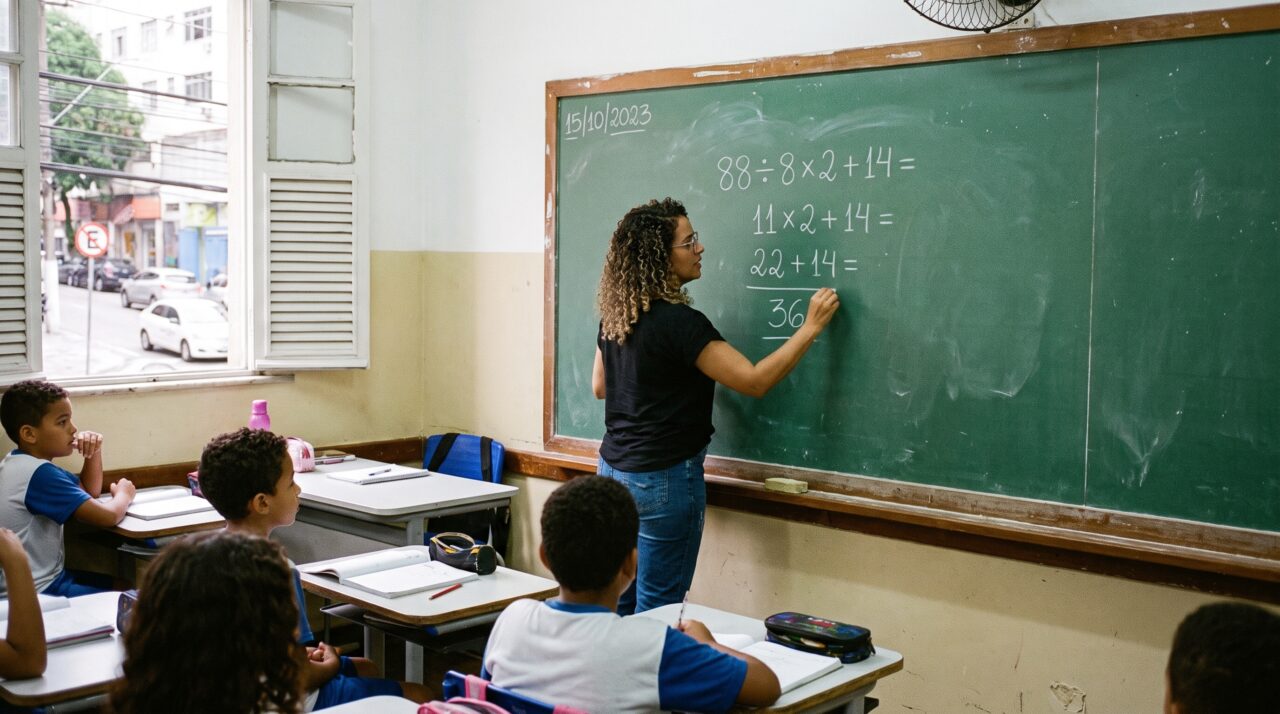 Desafio de lógica e matemática rápida com a expressão 88 ÷ 8 × 2 + 14